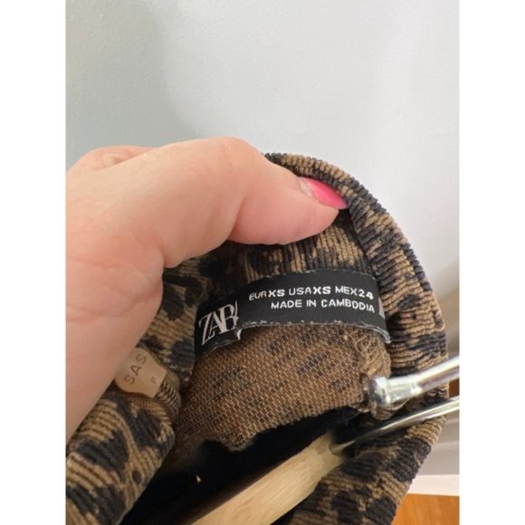 NEW Zara Leopard Animal Cheetah Print Corduroy Mock Neck Mini Dress - Picture 6 of 8